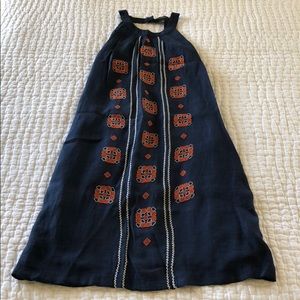 Blue mini dress with embroidered design